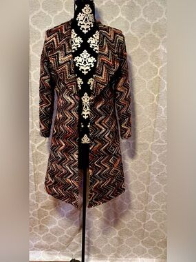 Vintage From the Heart Chevron Pattern Car Coat Jacket with snap buttons Sz M